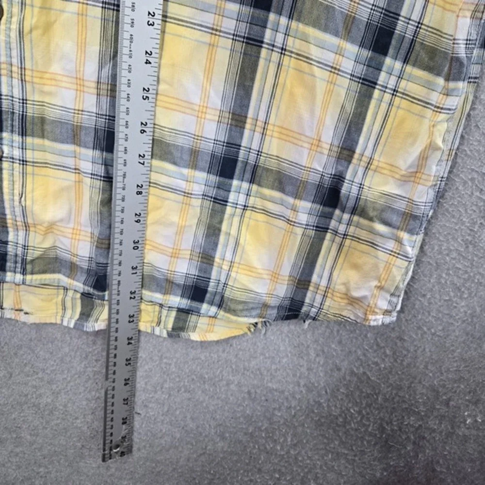 RedHead Men Button‎ Up Shirt 3XL Yellow Plaid Cargo Pockets Hiking Mesh Cotton